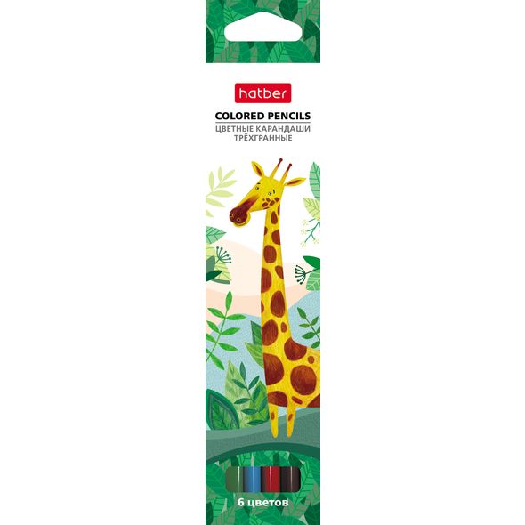 Карандаши цветные Hatber трехгран.корпус 6 цв. COLORA с заточ.   в карт.короб. с европодвесом , 